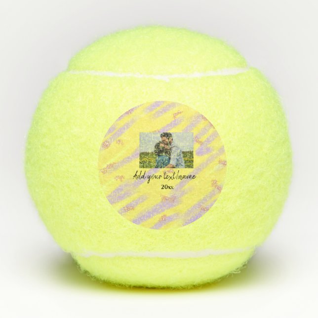 simple minimal customised name monogram text throw tennis balls (Front)
