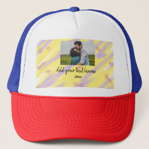 simple minimal customised name monogram text throw trucker hat