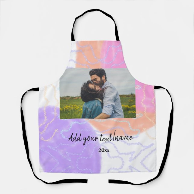 simple minimal customized name monogram couple  th apron (Front)