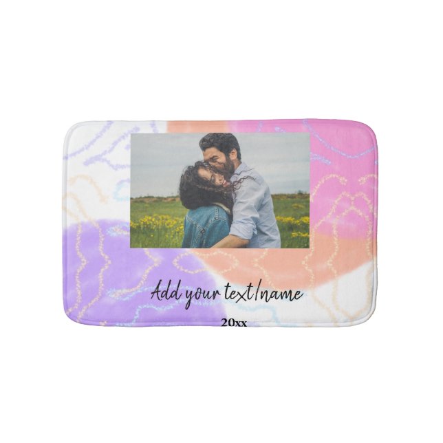 simple minimal customized name monogram couple  th bath mat (Front)