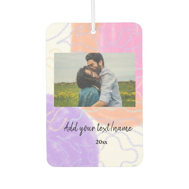 simple minimal customized name monogram couple  th car air freshener (Front)