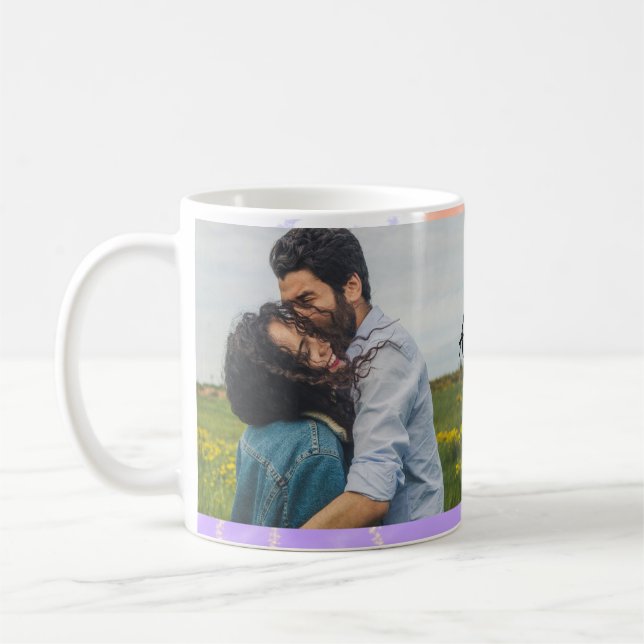 simple minimal customized name monogram couple  th coffee mug (Left)