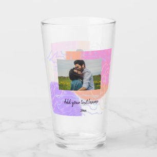 simple minimal customized name monogram couple th glass