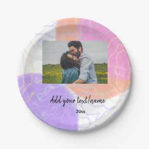 simple minimal customized name monogram couple th paper plate
