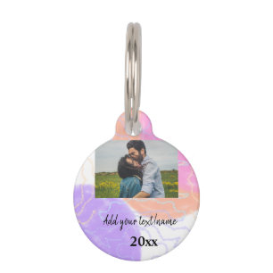 simple minimal customized name monogram couple  th pet tag