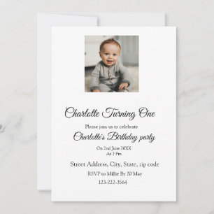 Simple minimal cute baby kids Add QR birthday Invitation