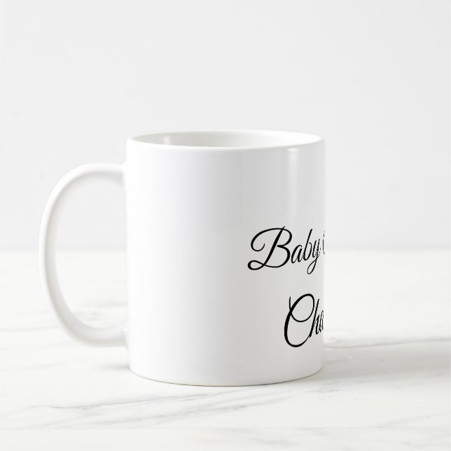 SIMPLE MINIMAL.CUTIE ADD NAME BABY baby shower Thr Coffee Mug (Left)