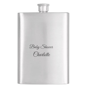 SIMPLE MINIMAL.CUTIE ADD NAME BABY baby shower Thr Hip Flask