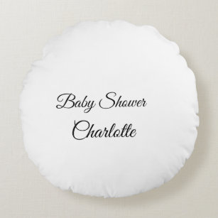 SIMPLE MINIMAL.CUTIE ADD NAME BABY baby shower Thr Round Cushion