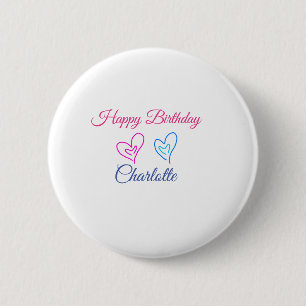 SIMPLE MINIMAL.CUTIE ADD NAME BABY happy birthday  6 Cm Round Badge