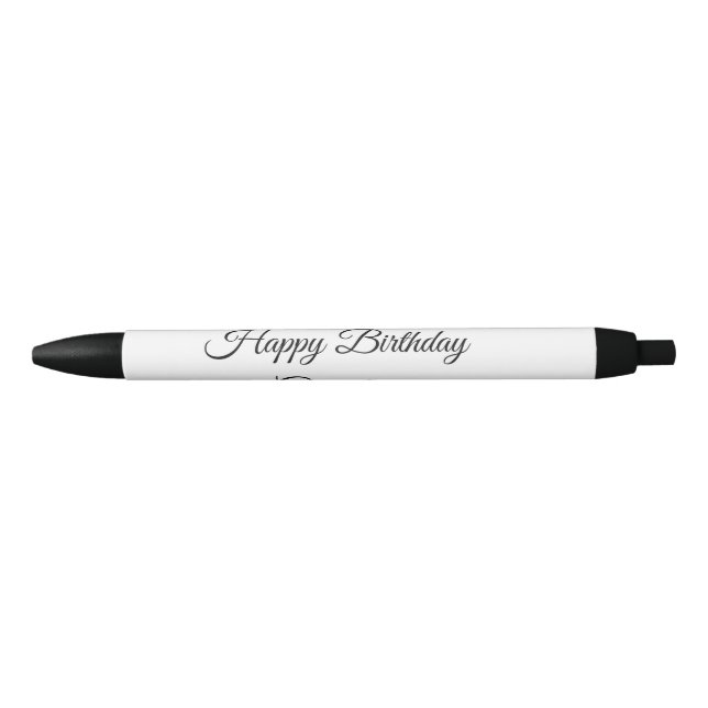 SIMPLE MINIMAL.CUTIE ADD NAME BABY happy birthday  Black Ink Pen (Front)