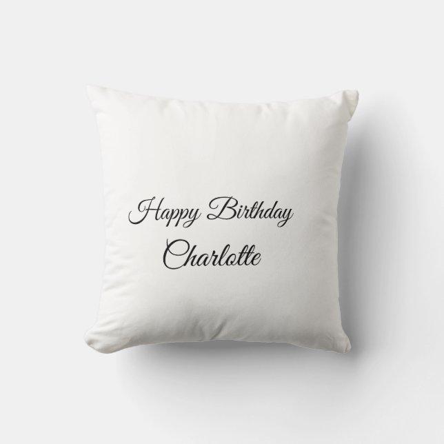 SIMPLE MINIMAL.CUTIE ADD NAME BABY happy birthday  Cushion (Front)