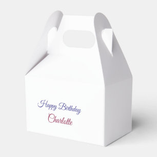 SIMPLE MINIMAL.CUTIE ADD NAME BABY happy birthday Favour Box