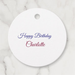 SIMPLE MINIMAL.CUTIE ADD NAME BABY happy birthday  Favour Tags