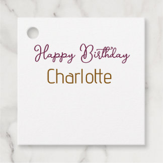 SIMPLE MINIMAL.CUTIE ADD NAME BABY happy birthday  Favour Tags