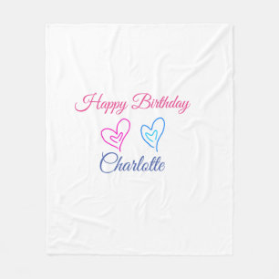 SIMPLE MINIMAL.CUTIE ADD NAME BABY happy birthday  Fleece Blanket