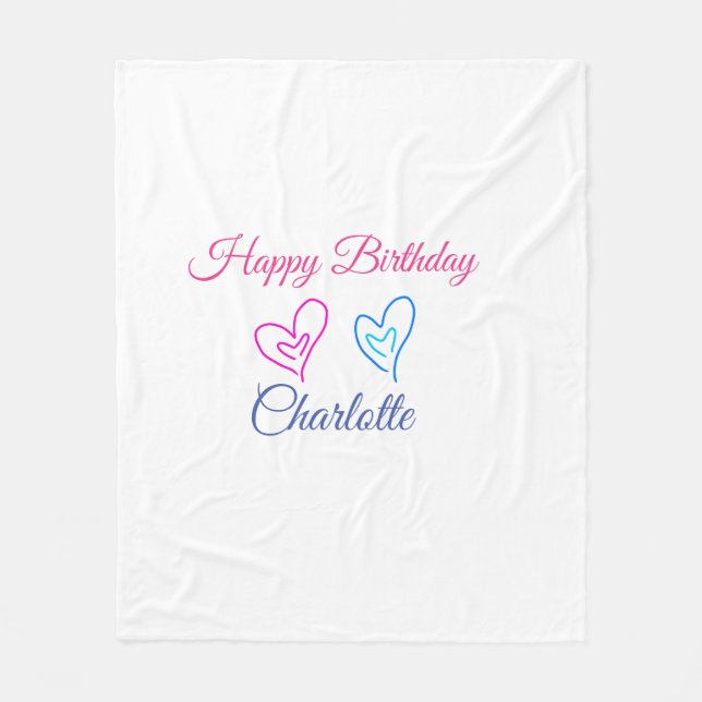 SIMPLE MINIMAL.CUTIE ADD NAME BABY happy birthday  Fleece Blanket (Front)
