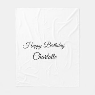 SIMPLE MINIMAL.CUTIE ADD NAME BABY happy birthday Fleece Blanket