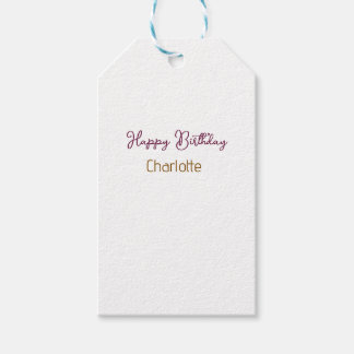SIMPLE MINIMAL.CUTIE ADD NAME BABY happy birthday  Gift Tags