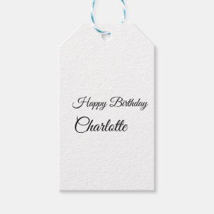 SIMPLE MINIMAL.CUTIE ADD NAME BABY happy birthday Gift Tags