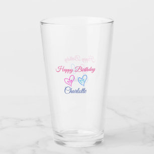 SIMPLE MINIMAL.CUTIE ADD NAME BABY happy birthday Glass
