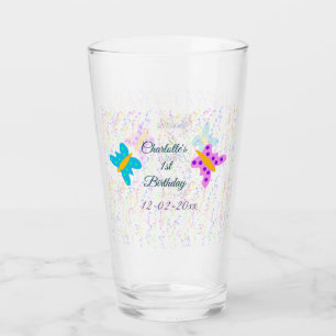 SIMPLE MINIMAL.CUTIE ADD NAME BABY happy birthday  Glass