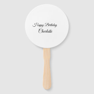 SIMPLE MINIMAL.CUTIE ADD NAME BABY happy birthday  Hand Fan