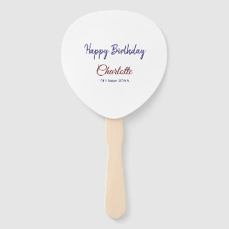 SIMPLE MINIMAL.CUTIE ADD NAME BABY happy birthday  Hand Fan