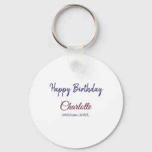 SIMPLE MINIMAL.CUTIE ADD NAME BABY happy birthday Key Ring