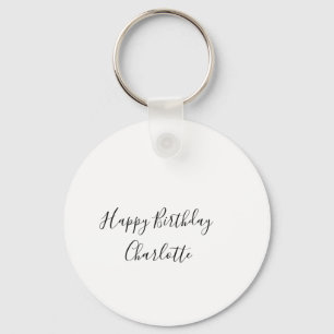 SIMPLE MINIMAL.CUTIE ADD NAME BABY happy birthday Key Ring