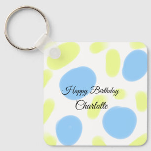 SIMPLE MINIMAL.CUTIE ADD NAME BABY happy birthday Key Ring