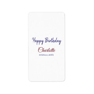 SIMPLE MINIMAL.CUTIE ADD NAME BABY happy birthday Label