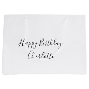 SIMPLE MINIMAL.CUTIE ADD NAME BABY happy birthday Large Gift Bag