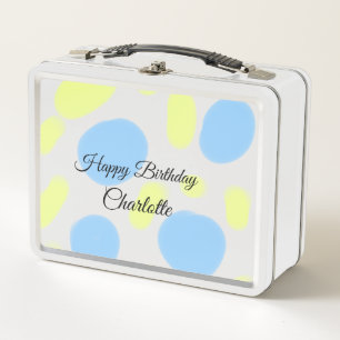 SIMPLE MINIMAL.CUTIE ADD NAME BABY happy birthday  Metal Lunch Box