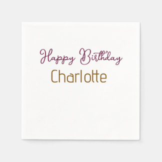 SIMPLE MINIMAL.CUTIE ADD NAME BABY happy birthday  Napkin