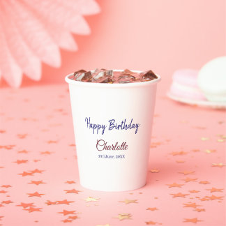 SIMPLE MINIMAL.CUTIE ADD NAME BABY happy birthday  Paper Cups