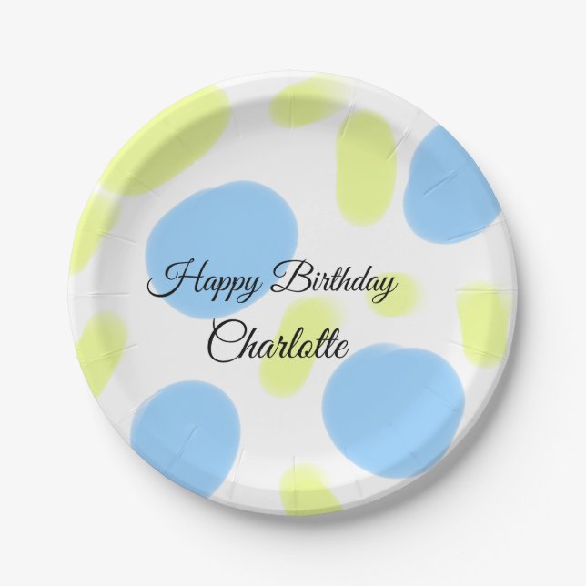SIMPLE MINIMAL.CUTIE ADD NAME BABY happy birthday  Paper Plate (Front)