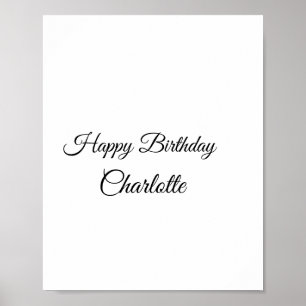 SIMPLE MINIMAL.CUTIE ADD NAME BABY happy birthday Poster