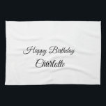 SIMPLE MINIMAL.CUTIE ADD NAME BABY happy birthday  Tea Towel<br><div class="desc">Design</div>