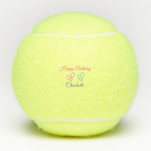 SIMPLE MINIMAL.CUTIE ADD NAME BABY happy birthday  Tennis Balls (Front)