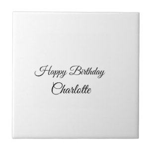 SIMPLE MINIMAL.CUTIE ADD NAME BABY happy birthday Tile