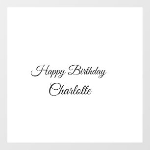SIMPLE MINIMAL.CUTIE ADD NAME BABY happy birthday Window Cling
