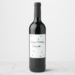 SIMPLE MINIMAL.CUTIE ADD NAME BABY happy birthday Wine Label