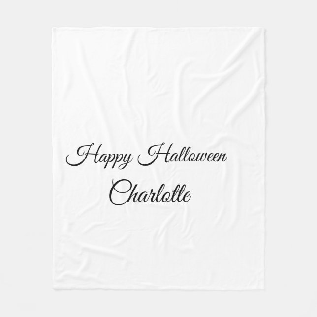 SIMPLE MINIMAL.CUTIE ADD NAME BABY happy Halloween Fleece Blanket (Front)