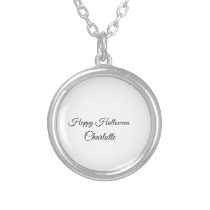 SIMPLE MINIMAL.CUTIE ADD NAME BABY happy Halloween Silver Plated Necklace