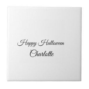 SIMPLE MINIMAL.CUTIE ADD NAME BABY happy Halloween Tile