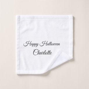 SIMPLE MINIMAL.CUTIE ADD NAME BABY happy Halloween Wash Cloth