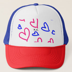 SIMPLE MINIMAL.CUTIE ADD NAME BABY heart add lette Trucker Hat