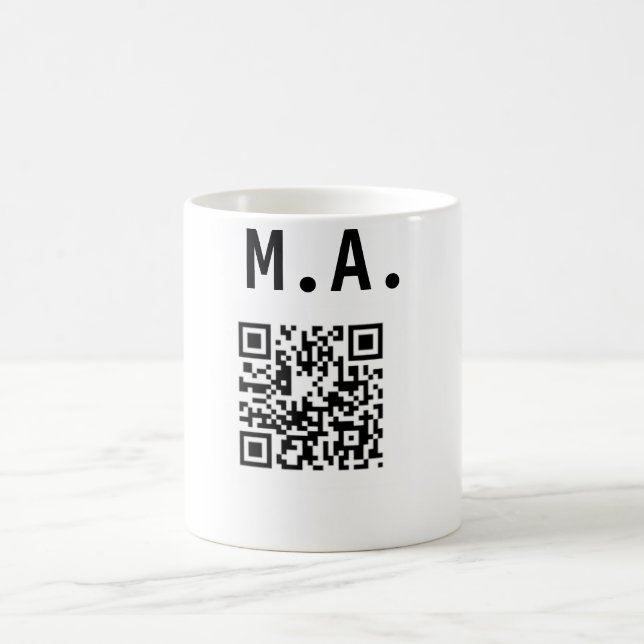 SIMPLE MINIMAL.CUTIE ADD NAME Q R CODE SCAN THROW  COFFEE MUG (Center)