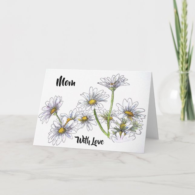 Simple minimal daisy watercolour named thank you card (Front)